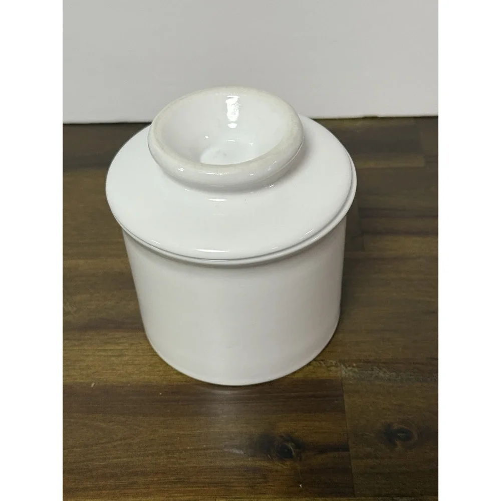 Vintage White Ceramic French Butter Bell Crock